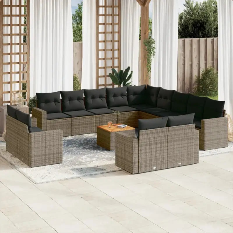 Lounge tuinset van grijs materiaal en gepoedercoat staal afmetingen - Grijs - Tuinsets