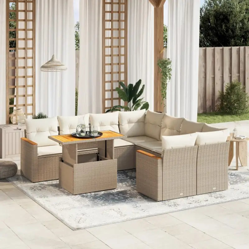 Lounge tuinset van grijs materiaal en gepoedercoat staal - beige en crèmekleurig / zonder opbergruimte - Tuinsets