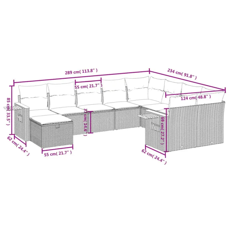 Lounge tuinset van grijs materiaal met gepoedercoat staal en waterdichte tas - Grijs - Tuinsets