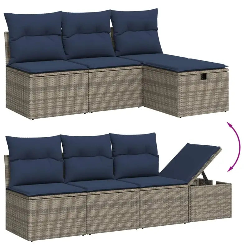 Lounge tuinset van grijs materiaal met gepoedercoat staalafmetingen - Tuinsets