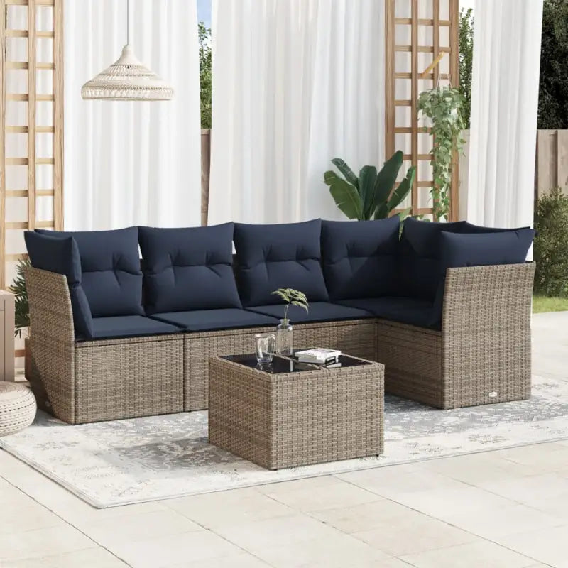 Lounge tuinset van grijs materiaal met waterdichte tas en gepoedercoat staal - Grijs / Met tafel - Tuinsets