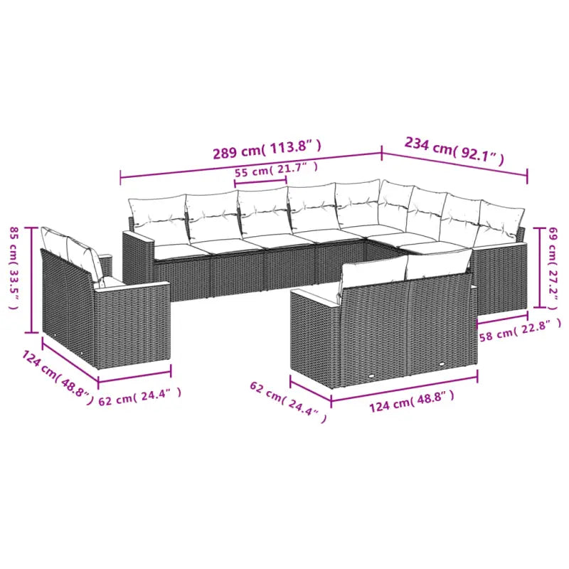 Lounge Tuinset van Grijs Materiaal met Waterdichte Tas en Gepoedercoat Staal - Tuinsets
