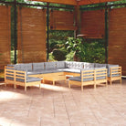 Lounge tuinset van massief grenenhout met voetenbank tafel - Tuinsets