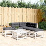Lounge Tuinset van massief grenenhout met wit materiaal - Tuinsets