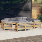 Lounge Tuinset van Massief Grenenhout voor Ontspanning en Gezelligheid - Bruin en grijs - Tuinsets