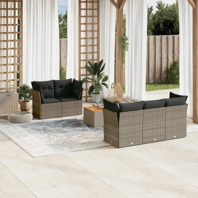 Lounge Tuinset van Poly Rattan en Gepoedercoat Staal voor Buitenplezier - Grijs - Tuinsets