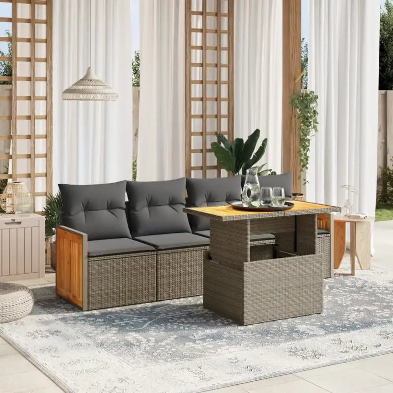 Lounge tuinset van poly rattan en gepoedercoat staal in beige materiaal - Grijs / zonder opbergruimte - Tuinsets