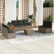 Lounge Tuinset van Poly Rattan en Gepoedercoat Staal in Grijs Materiaal - Tuinsets