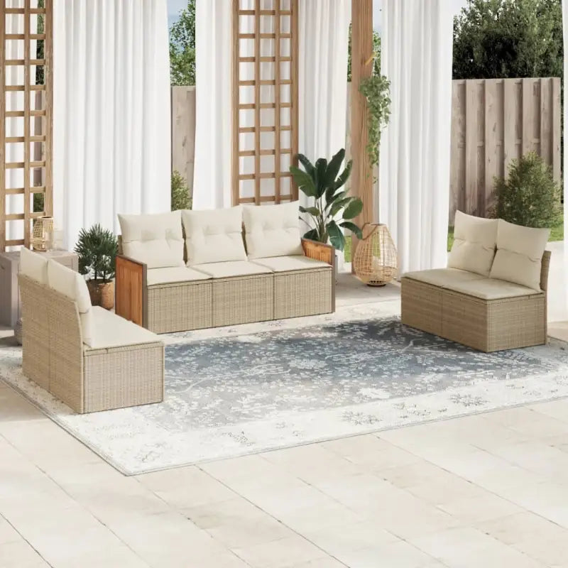 Lounge Tuinset van Poly Rattan en Gepoedercoat Staal in Grijs Materiaal - beige en crèmekleurig / Zonder tafel