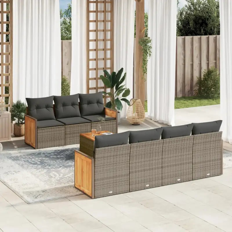 Lounge tuinset van poly rattan en gepoedercoat staal in zwart materiaal - Grijs - Tuinsets
