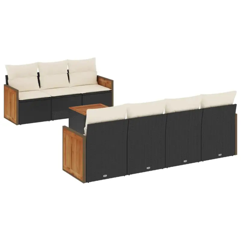 Lounge tuinset van poly rattan en gepoedercoat staal in zwart materiaal - Tuinsets
