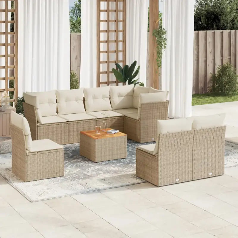 Lounge tuinset van poly rattan en gepoedercoat staal met afgeronde afmetingen - beige en crèmekleurig - Tuinsets