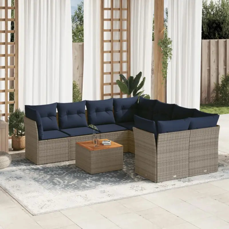 Lounge tuinset van poly rattan en gepoedercoat staal met afmetingen - Tuinsets