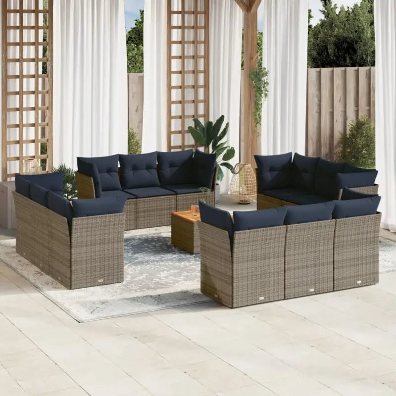 Lounge Tuinset van Poly Rattan en Gepoedercoat Staal voor Buiten - Grijs - Tuinsets