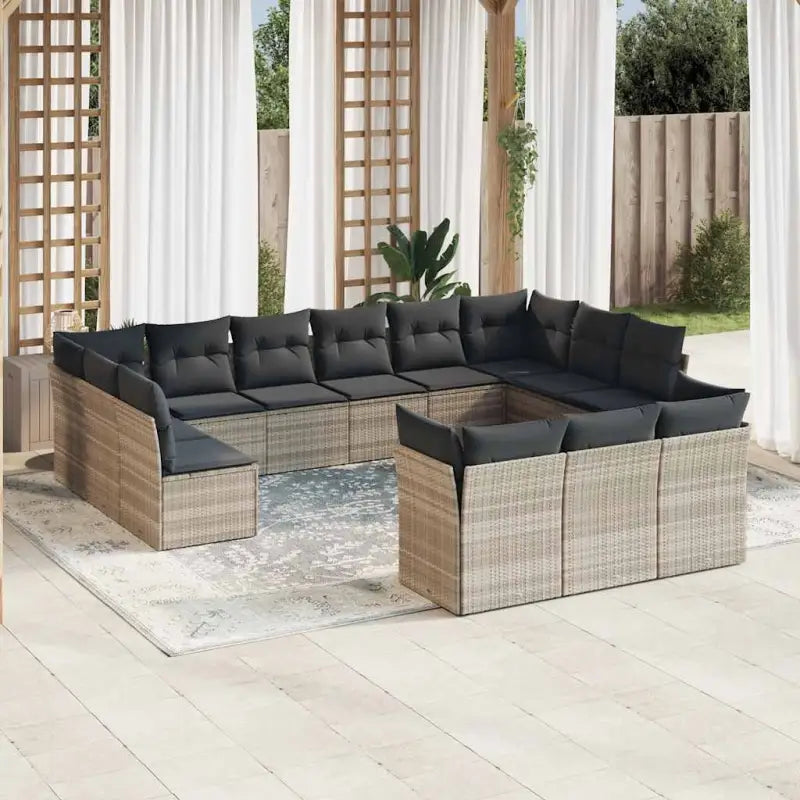 Lounge tuinset van Poly Rattan met comfortabele zitervaring en gepoedercoat staal - Lichtgrijs / Zonder tafel - Tuinsets