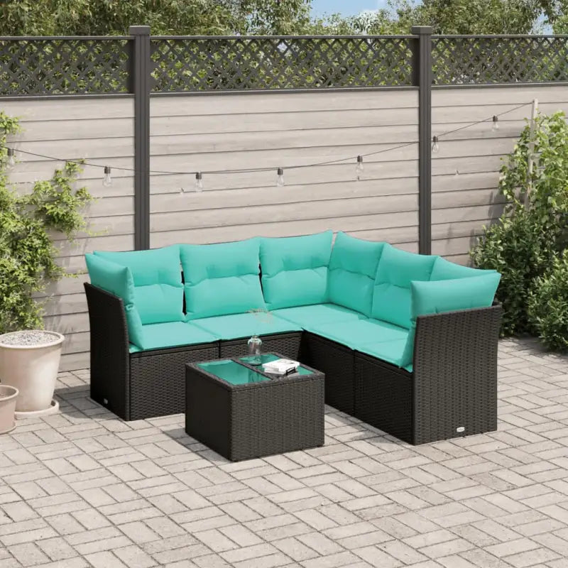 Lounge tuinset van poly rattan met comfortabele zitervaring en gepoedercoat staal - Zwart en blauw / Met tafel