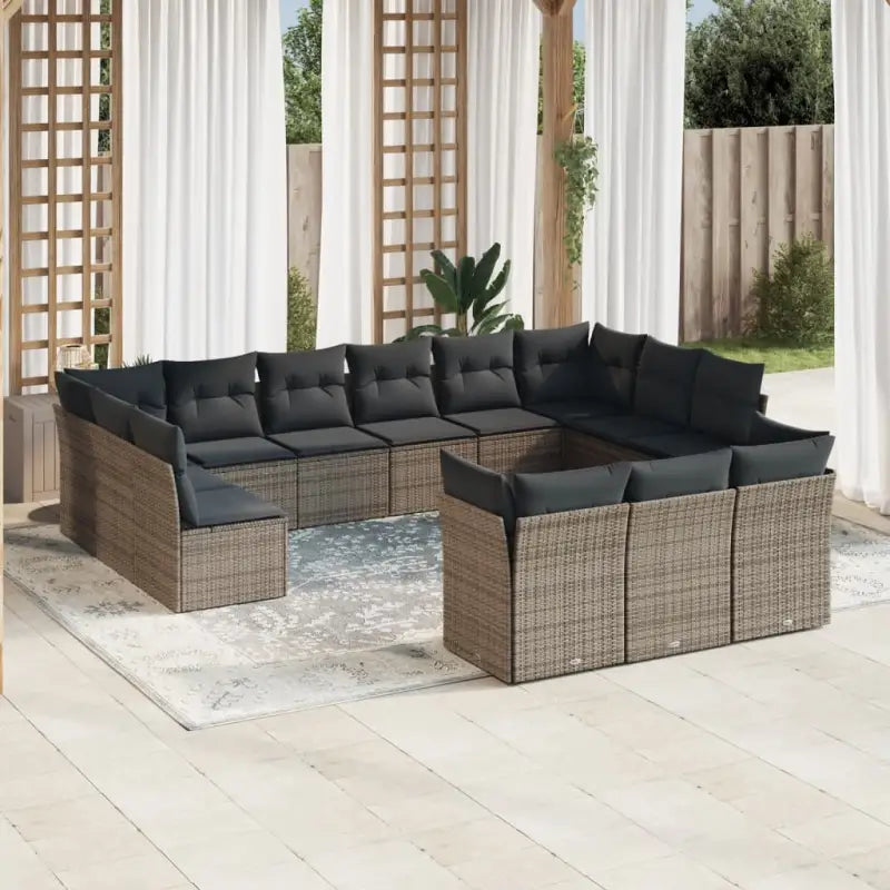 Lounge tuinset van Poly Rattan met comfortabele zitervaring en gepoedercoat staal - Grijs / Zonder tafel - Tuinsets