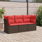 Lounge tuinset van poly rattan met comfortabele zitervaring en gepoedercoat staal - Bruin en rood / Zonder tafel