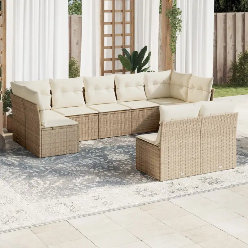 Lounge Tuinset van Poly Rattan Met Waterdichte Tas en Gepoedercoat Staal - beige en crèmekleurig / Zonder tafel