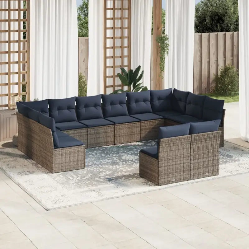 Lounge Tuinset van Poly Rattan met Waterdichte Tas en Gepoedercoat Staal - Grijs en blauw / Zonder tafel - Tuinsets