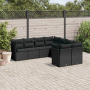 Lounge tuinset van poly rattan met zwart gepoedercoat staal - Tuinsets