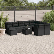 Lounge tuinset van poly rattan met zwart materiaal en gepoedercoat staal - Tuinsets
