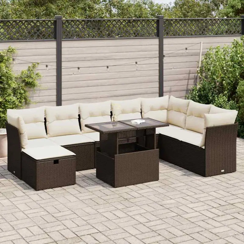Lounge tuinset van zwart gepoedercoat staal met comfortabele afmetingen - Bruin en crème / met opbergruimte - Tuinsets