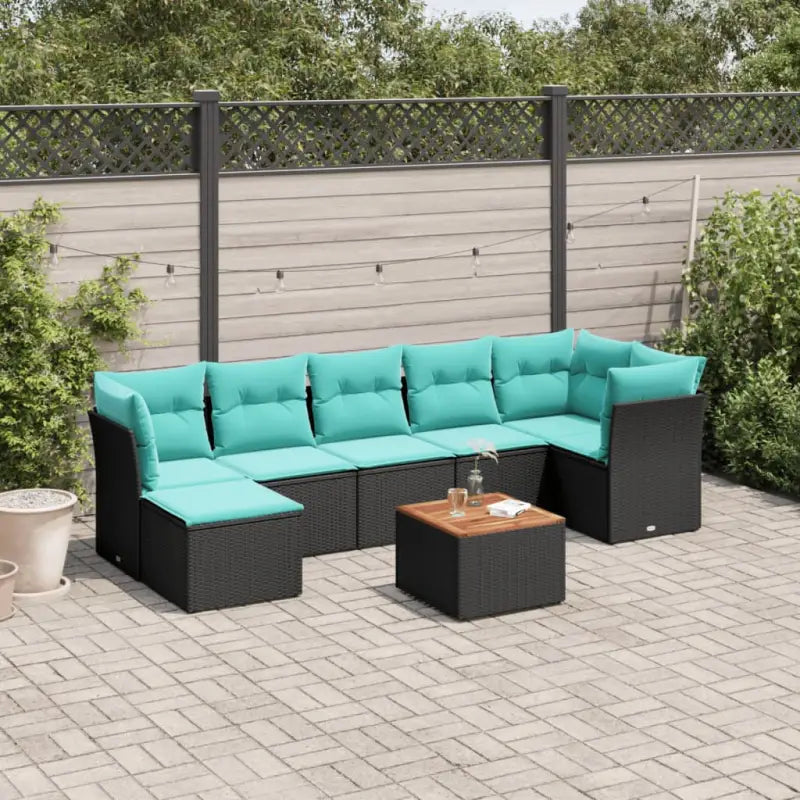 Lounge tuinset van zwart gepoedercoat staal met ideale afmetingen - Zwart / 3x midden + Tafel + 3x hoek - Tuinsets