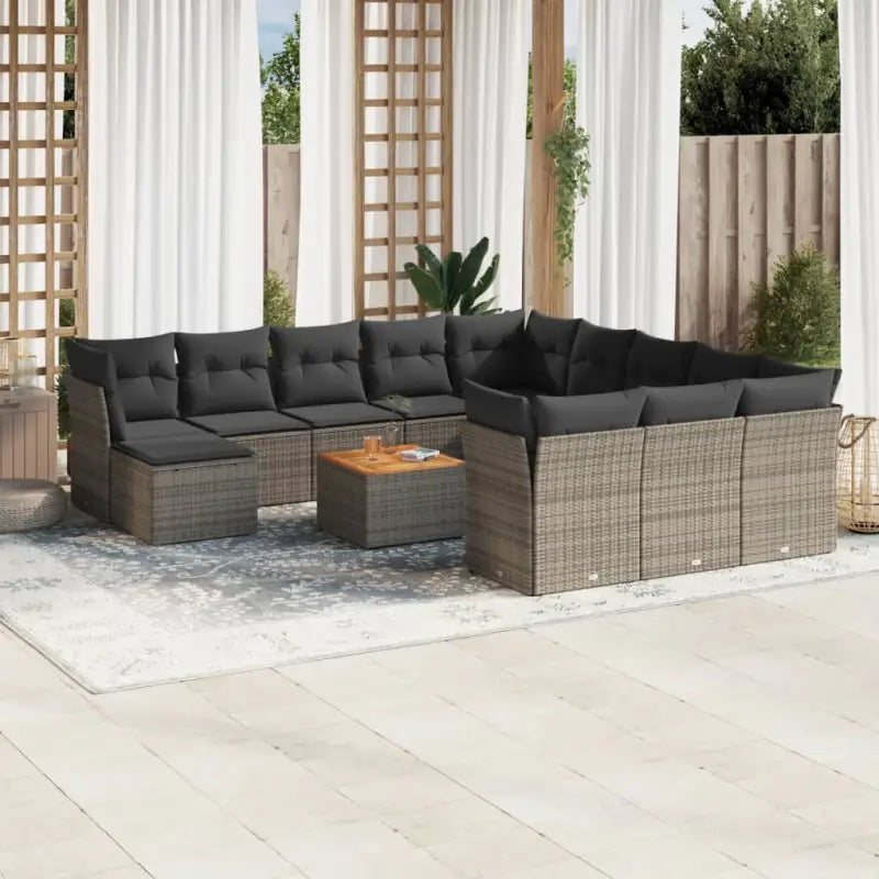 Lounge Tuinset van Zwart Gepoedercoat Staal met Perfecte Afmetingen - Grijs - Tuinsets