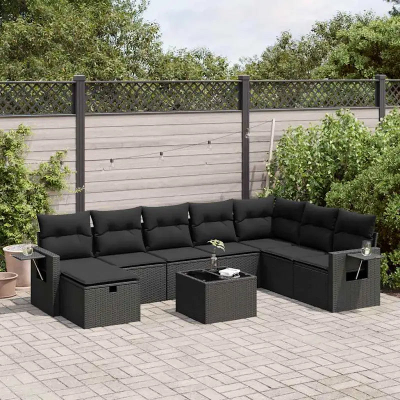 Lounge tuinset van zwart gepoedercoat staal met praktische afmetingen - Zwart / met opbergruimte - Tuinsets
