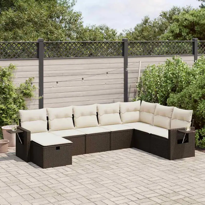 Lounge tuinset van zwart gepoedercoat staal met praktische afmetingen - Bruin en crème / met opbergruimte - Tuinsets