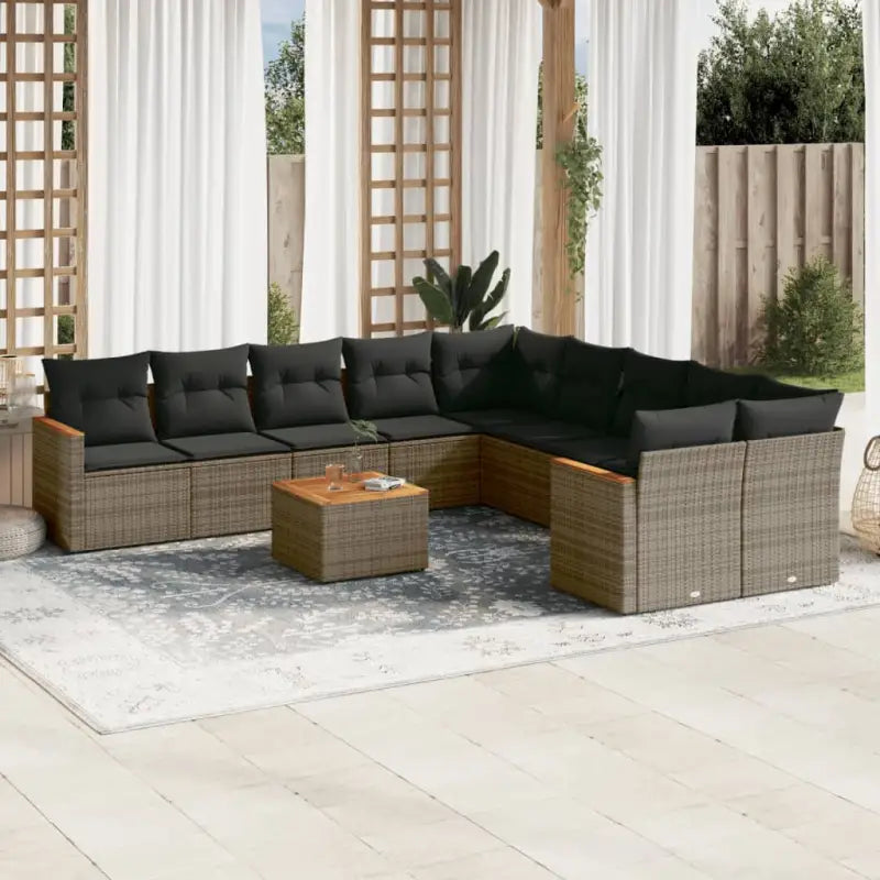 Lounge Tuinset van Zwart Gepoedercoat Staal met Waterdichte Tas - Grijs / Met tafel - Tuinsets