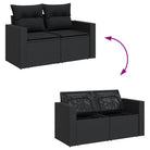 Lounge Tuinset van zwart materiaal en gepoedercoat staal met afmetingen - Tuinsets