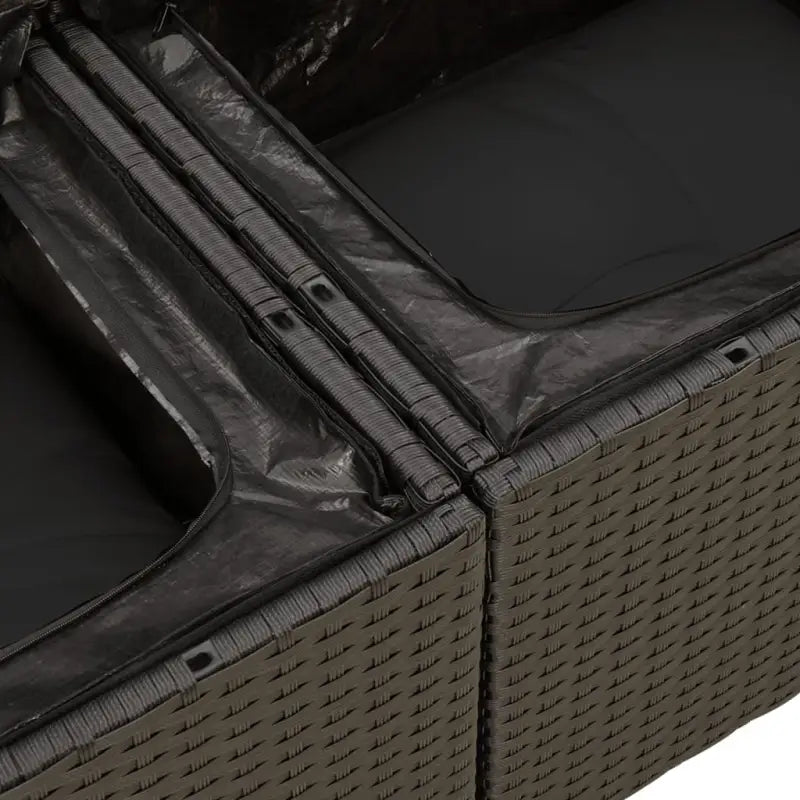 Lounge Tuinset van zwart materiaal en gepoedercoat staal met afmetingen - Tuinsets