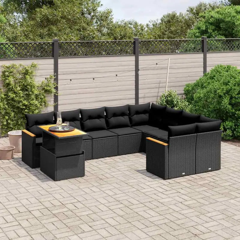 Lounge tuinset van zwart materiaal en gepoedercoat staal voor comfortabel buitenleven - Zwart - Tuinsets
