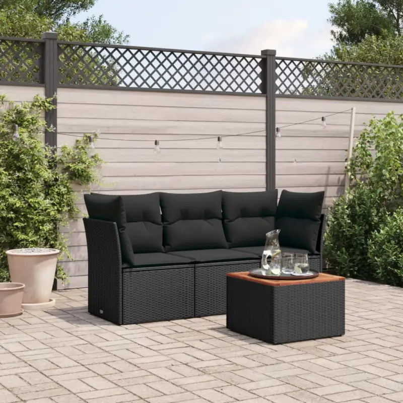 Lounge tuinset van zwart materiaal en gepoedercoat staal met comfortabele afmetingen - Zwart - Tuinsets