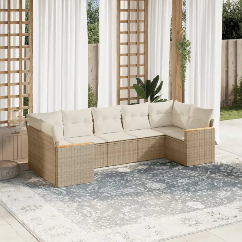 Lounge Tuinset van zwart materiaal en gepoedercoat staal - Beige - Tuinsets