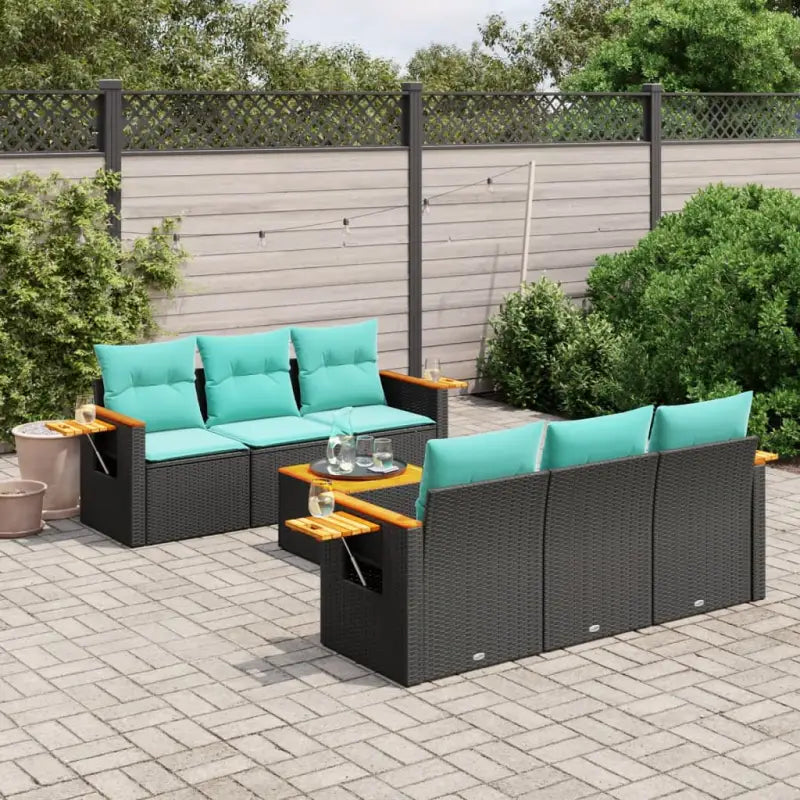 Lounge tuinset van zwart materiaal en gepoedercoat staal met poly rattan - Zwart - Tuinsets