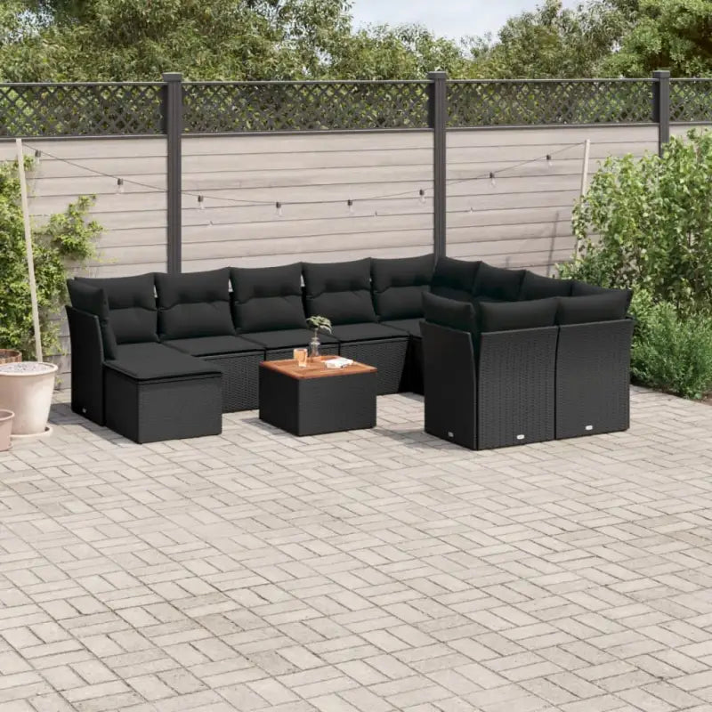 Lounge Tuinset van Zwart Materiaal met Gepoedercoat Staal Afmetingen - Tuinsets