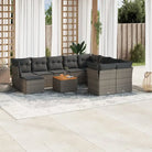 Lounge Tuinset van Zwart Materiaal met Gepoedercoat Staal Afmetingen - Grijs - Tuinsets