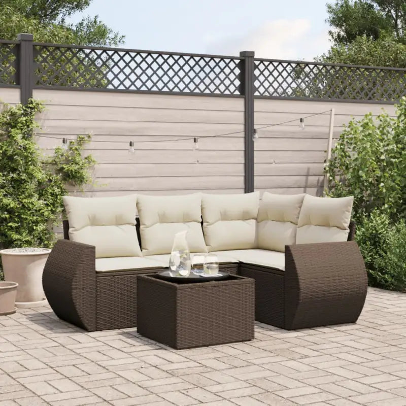 Lounge tuinsets in beige materiaal met waterdichte tas en gepoedercoat staal - Bruin en crème / Met tafel - Tuinsets