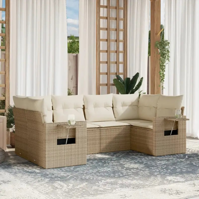 Lounge tuinsets in beige met gepoedercoat staal en afmetingen - beige en crèmekleurig - Tuinsets