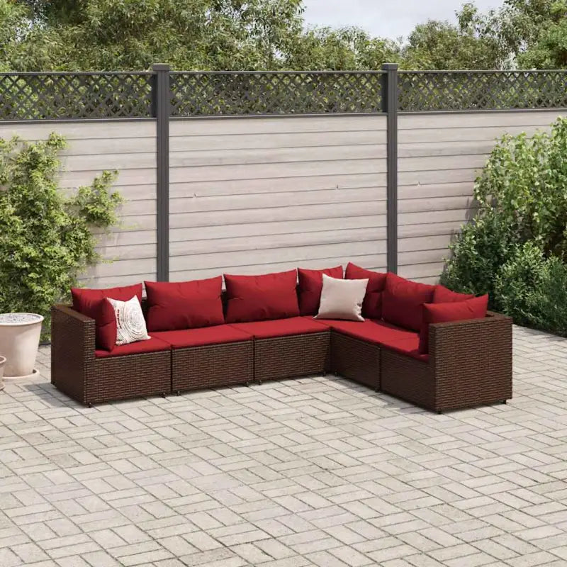 Lounge tuinsets met poly rattan en gepoedercoat staal hemelterwijl de afmetingen rugkussen comfortabel maken - Bruin