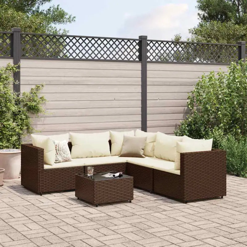 Lounge tuinsets met poly rattan en gepoedercoat staal hemelterwijl de afmetingen rugkussen comfortabel maken - Bruin