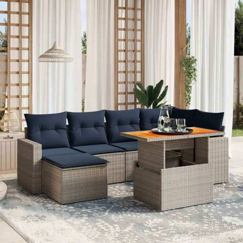 Lounge tuinsets van grijs materiaal en gepoedercoat staal - Grijs / zonder opbergruimte - Tuinsets