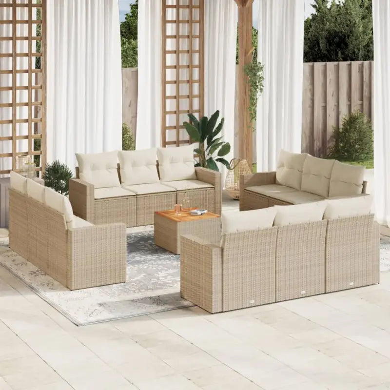 Lounge tuinsets van poly rattan met gepoedercoat staal en afmetingen - beige en crèmekleurig - Tuinsets