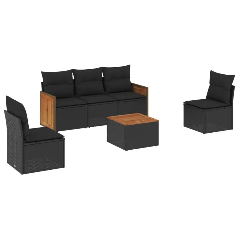 Lounge tuinsets van zwart materiaal met gepoedercoat staal en poly rattan - Tuinsets