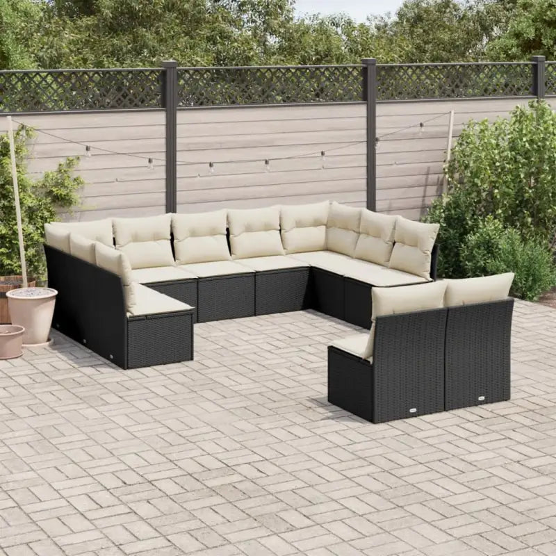 Lounge tuinstoel set met poly rattan en gepoedercoat staal - Zwart en crème / Zonder tafel - Tuinsets