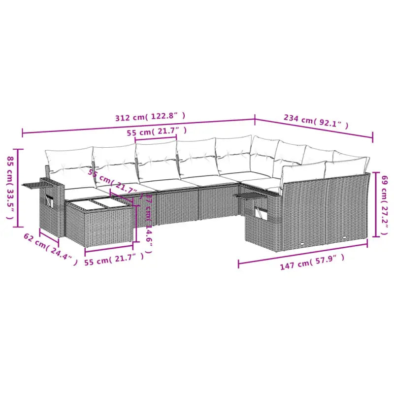 Lounge tuinstoelen in grijs materiaal en gepoedercoat staal afmetingen - Tuinsets