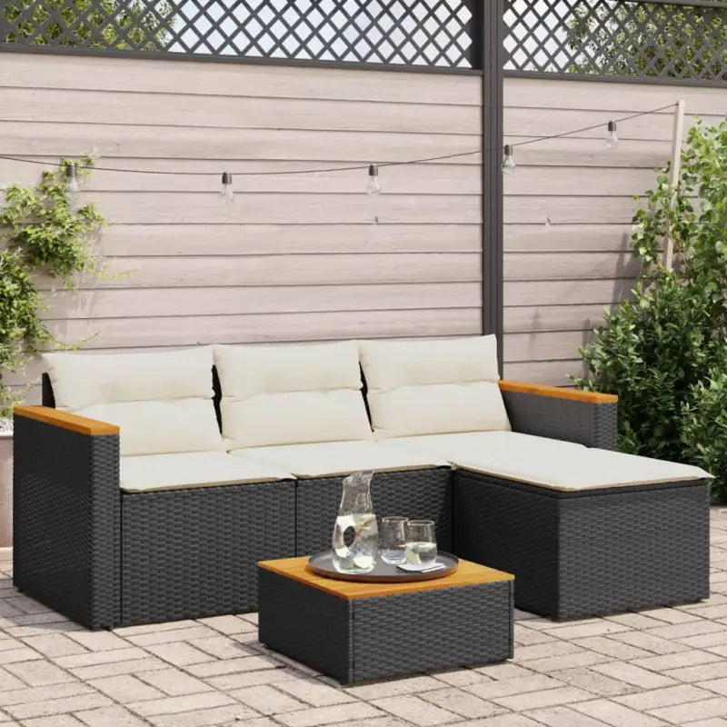 Lounge tuinstoelen in zwart materiaal met natuurlijke afwerking en afmetingen - Tuinsets